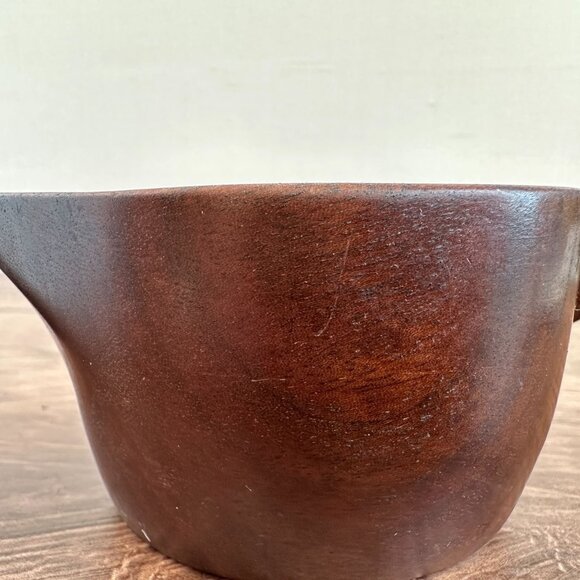 Mid Century Handcrafted Mahogany Sugar Bowl & Creamer Set Made In Haiti - Picture 9 of 9